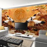 大型壁画3D立体浮雕中式墙纸客厅电视背景墙壁纸影视墙无缝墙布