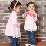 1-2-3-4岁女宝宝长袖t恤裙高领韩版女童打底衫婴儿纯棉上衣中长款