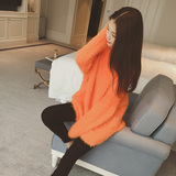 韩国代购欧美2016秋装韩版新款超舒适纯色长袖套头海马毛上衣女