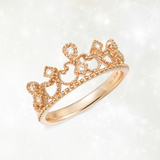 七彩珠宝 18K黄金钻石女皇冠戒指玫瑰金求婚钻石女戒结婚戒指定制