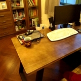 桌美式乡村实木铁艺餐桌复古电脑桌做旧会议桌长方形洽谈桌办公