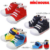 日本代购mikihouse二段彩色拼色学步鞋板鞋帆布鞋 日本制15年新款