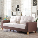 北欧小户型可拆洗布艺沙发床两用 可折叠客厅实木沙发床1.2米三人