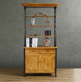 美式实木工业风家具铁艺书柜书橱做旧置物架复古书架木柜展示柜子
