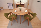 现代简约实木餐桌椅组合圆形橡木餐桌组装饭桌圆桌4人小橡木餐桌