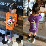 2016秋季新款韩版女童中小童宝宝打底衫中长款卡通T恤儿童卫衣
