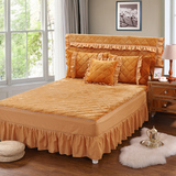 法莱绒夹棉加厚床裙保暖单件床罩床垫保护套珊瑚法兰绒1.8米