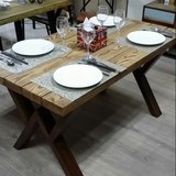 新品设计师家具美式LOFT风格铁艺实木餐桌椅复古西餐厅餐桌会议桌