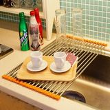 简易硅胶不锈钢折叠厨房水槽架水果蔬菜沥水架收纳整理置物碗碟架