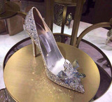 2015公主鞋灰姑娘水晶鞋真皮细跟高跟鞋结婚鞋单鞋女春夏晚宴礼鞋