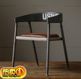欧式整装成人拼接简约现代铁艺餐椅复古椅做旧实木办公家具椅休闲