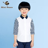 minipeace童装夏款男童儿童翻领休闲中短袖拼接衬衫F1CB42203