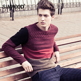 Simwood2016春季男装修身羊毛套头毛衣针织衫欧美休闲男毛衫
