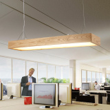 北欧实木办公室吊灯led长方形吧台餐厅新中式长条前台工作室灯具