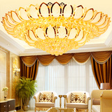 金色水晶灯大气餐厅莲花聚宝盆欧式客厅灯吸顶灯LED圆形卧室灯具