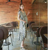 正品代购韩国孕妇装 孕妇装 夏装薄款雪纺长裙 韩版时尚孕妇裙子