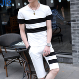 2016新款夏天学生短袖t恤男装运动潮流韩版夏季男士休闲套装衣服