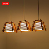 简约日式吊灯 现代中式创意木质餐厅灯客厅吧台卧室灯led实木灯具