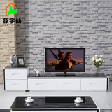 华人顾家简约时尚白色烤漆电视柜抽屉储物钢化玻璃面电视柜1305F