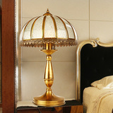 欧式客厅全铜台灯大气简欧卧室床头台灯 美式复古床头装饰铜台灯