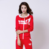 新款韩版大码红色运动修身时尚套装女春秋女装天猫品牌特卖折扣潮