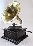 美国代购 唱片机复古播放器 立体声古董黄铜喇叭黑色三速CD盒式