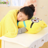 卡通龙猫小黄人暖手捂抱枕两用空调被折叠被子大号办公室午睡毯女