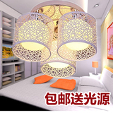 LED简约现代田园三头铁艺玻璃客餐厅卧室吸顶灯创意个性书房灯具