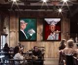 个性餐厅装饰画抽象复古挂画咖啡厅有框画墙画酒吧无框画酒店壁画