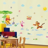 卡通动漫儿童墙贴画男孩女孩卧室床头装饰地中海贴花纸水上维尼熊