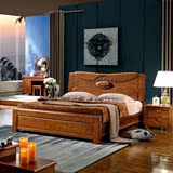 爱孖家居加厚实木床中式床橡木床结实双人床卧室环保材料无味1.8m