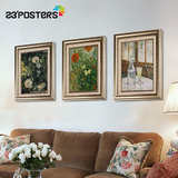 23'POSTeRS荷兰梵高罂粟与玫瑰花欧式复古典客厅壁画背景墙装饰画