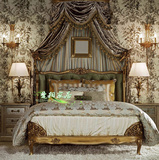 美式乡村实木雕花双人床/新古典欧式奢华软床实木床/定制卧室家具