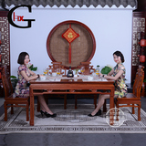 hxg红木家具缅甸花梨仿古餐桌椅组合中式实木条形餐桌饭桌方桌