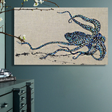 现代新中式风格八爪鱼客厅背景墙装饰画无框沙发卧室挂画手绘油画