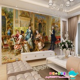 无缝大型壁画欧式宫廷油画人物客厅沙发背景墙壁纸书房酒吧KTV