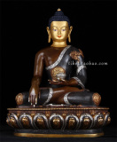 尼泊尔佛像精品手工进口 释迦摩尼 紫铜鎏金鎏银雕花 藏传佛教