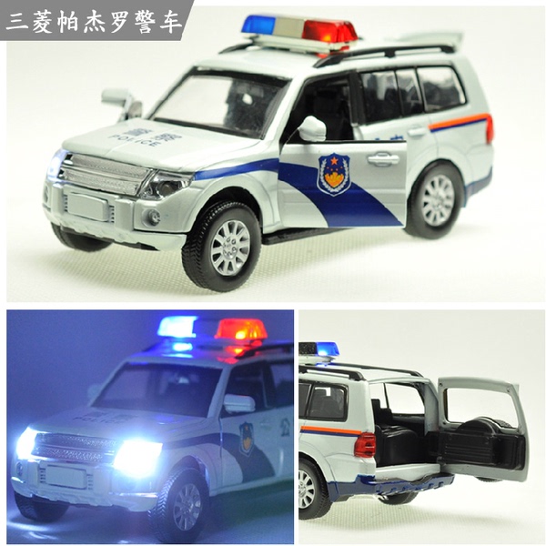 彩珀1:32合金汽车模型声光玩具三菱 帕杰罗110消防法院警车模型