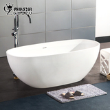 新款人造石浴缸1.65米独立式椭圆精工玉石浴缸单人浴缸　贵族公馆