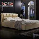 VVG现代风格真皮床+床垫+床头柜 皮艺软床高档双人床时尚婚床五包