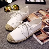 新款小白鞋韩版女单鞋英伦牛筋底复古学生平跟平底软面系带女鞋子