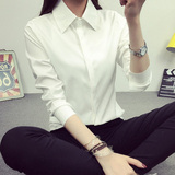 2015秋冬新款韩版衬衣加绒加厚白色学生修身长袖大码衬衫女打底衫