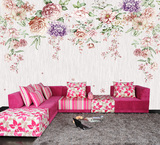手绘欧式卧室墙纸 客厅沙发电视背景墙壁纸 蔷薇田园定做大型壁画