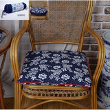 中式复古蓝印花帆布滚边坐垫凳垫 地中海椅垫 青花瓷餐椅垫椅子垫