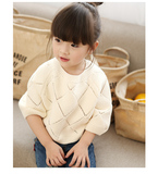 2015新款春秋韩版女童镂空宽松蝙蝠袖套头毛衣上衣外套针织衫