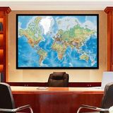 世界地图挂画中国办公室企业背景墙挂图有框无框装饰画中英文超大
