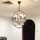 圆球形地球仪客厅餐厅蜡烛led水晶吊灯美式乡村复古工业创意吊灯
