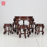 红木古典客厅家具 圆形餐桌 非洲酸枝高档中式休闲仿古圆桌整装