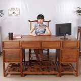 红木家具 鸡翅木古典家具 红木书桌 中式写字台 实木办公桌电脑桌