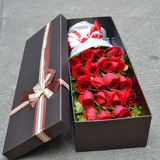 上海深圳19朵香槟红玫瑰礼盒鲜花束平安夜圣诞节同城速递送花上门